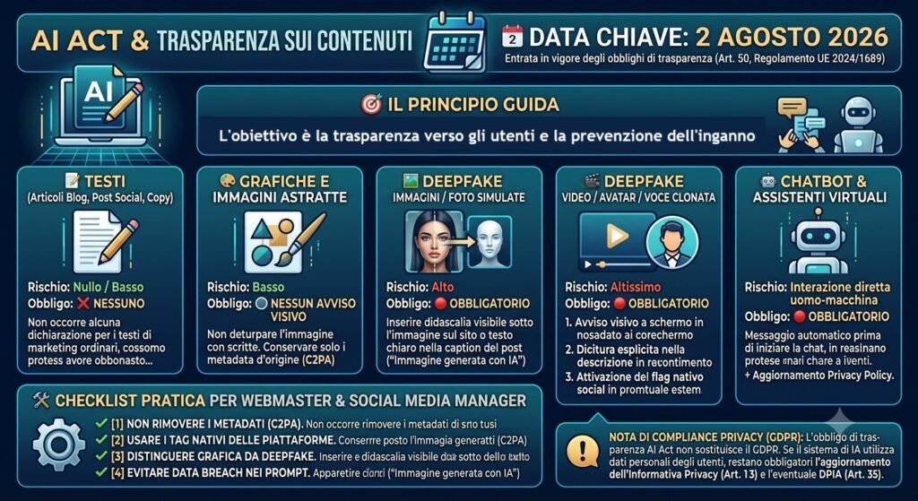 Obblighi trasparenza contenuti AI