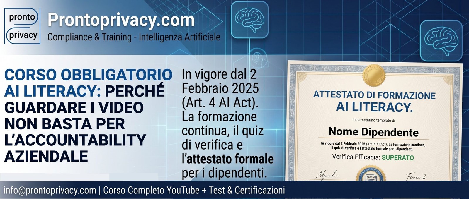 AI Literacy Obbligatoria per le Aziende: Guardare i Video Non Basta per ottemperare all’AI Act